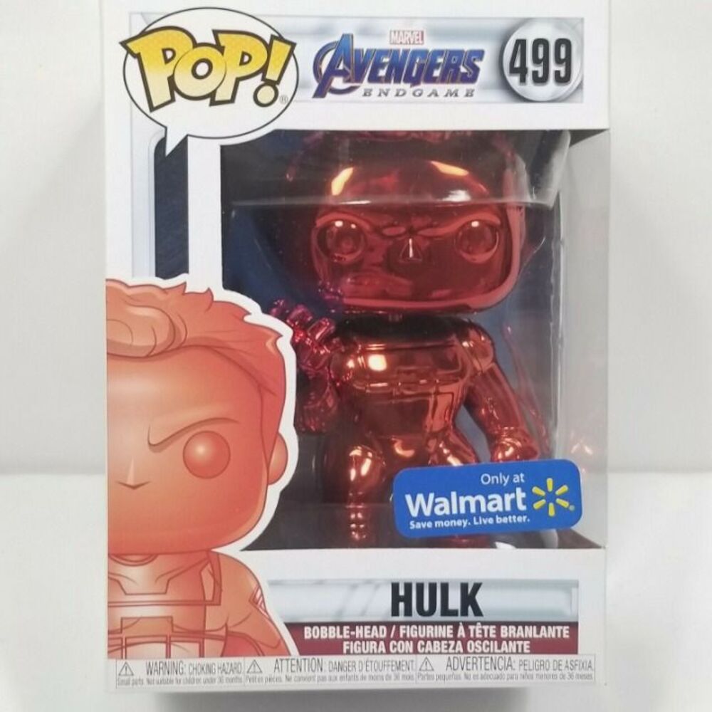 Funko POP! Marvel Avengers Endgame Hulk Red Chrome Walmart Exclusive #499 NEW